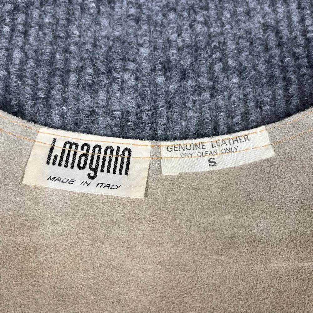 Vtg I. Magnin Vest Womens S Tan Suede Leather Metal Snap Western Boho Italy Made - Picture 3 of 6